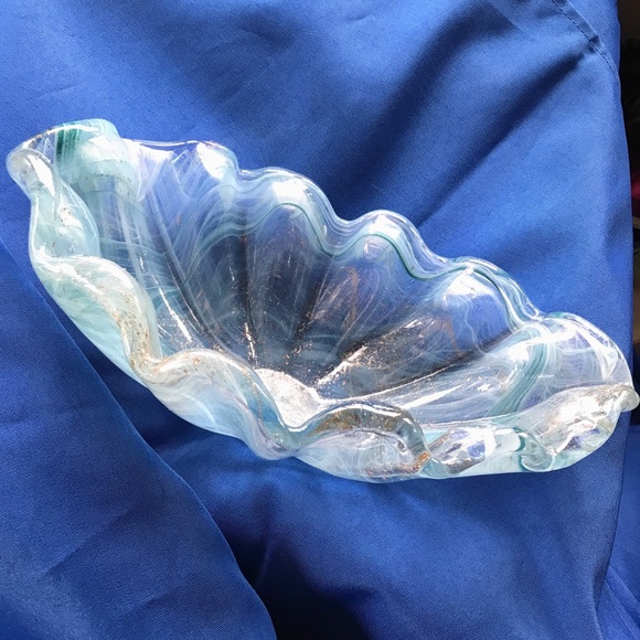 Murano Art Murano Glass Blue Swirls Centerpiece Bowl Poshmark